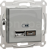 Asfora EPH2700361 USB A+C 24A bez ramki aluminium Gniazdo