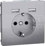 MERTEN SYSTEM D SCHUKO 2xUSB 2,4A stal nierdzewna Gniazdo z ładowarką USB