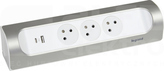 PRZED.3X2P+Z+USB AC B/P-B/AL Przedłużacz narożny