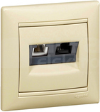 VALENA RJ11+RJ45 kat.6 kremowy Gniazdo komputerowe