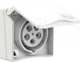 DESIGN 16A 5P 400V IP44 biały Gniazdo tablicowe nikiel