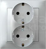 IMPRESJA 2x2P+Z SCHUKO IP20 srebrny Gniazdo podwójne