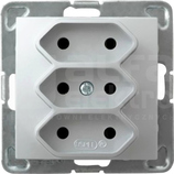 IMPRESJA 3x2P 2,5A/250V IP20 srebrny Gniazdo potrójne EURO