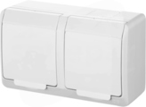 HERMES GNT-2x2P+Z biały/biały IP44 Gniazdo natynkowe z klapką