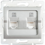 LOGI 02-1420-043 srebrny Gniazdo komp.2x niezal.2xRJ45 kat6 Jack