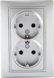 DOMO 01-1270-143 srebrny Gniazdo 2x Schuko komplet.