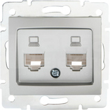 DOMO 01-1410-043 srebrny Gniazdo komp.2x niezal.2xRJ45 kat5e Jack