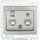 DOMO 01-1440-043 srebrny Gniazdo komp.-telefon.RJ45 kat6+RJ11