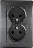 DOMO 01-1280-141 grafit Gniazdo 2x bez uziem.komplet.