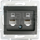 DOMO 01-1410-041 grafit Gniazdo komp.2x niezal.2xRJ45 kat5e Jack