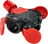 TAURUS 16A 3xSCHUKO IP44 Rozdzielacz gniazdowy gumowy