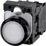 SIRIUS ACT 22mm 1NO z samop.biały Przycisk płaski podśw+bl.LED tworzywo