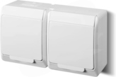 HERMES GNT-2x2P+Z SCHUKO bialy/biały IP44 Gniazdo natynkowe z klapką