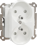 SEDNA DESIGN 2x2P+Z biały Gniazdo sieciowe z przesłonami do syst.ramkowego
