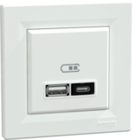 ASFORA USB A+C 21W PD biały Gniazdo ładowania USB