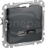 SEDNA DESIGN USB A+C 45W czarny Gniazdo ładowania