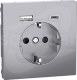 SCHUKO z USB A+C 3A stalowy Gniazdo SCHUKO