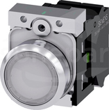 SIRIUS ACT 22mm 1NO z samop.biały Przycisk płaski podśw+bl.LED metal