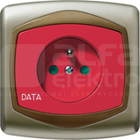 TON 2P+Z DATA IP20 satyna/złoto Gniazdo pojedyncze z przesłonami styków