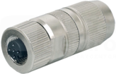 M12 4P max.0,34mm2 4,5-8,8mm ETHERNET kod.D Wtyk żeński prosty zaciski nożowe ekranowany
