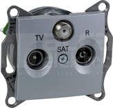 SEDNA 4dB aluminium Gniazdo R/TV/SAT przelotowe