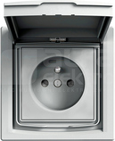 ASFORA 2P+Z IP44 aluminium Gniazdo sieciowe z przesł.z ramką