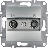 ASFORA 4dB aluminium Gniazdo RTV przelotowe bez ramki