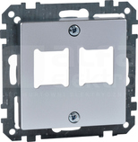 MERTEN SYSTEM M aluminium Płytka centralna mechanizmu gniazda RJ11/RJ45 podwójna