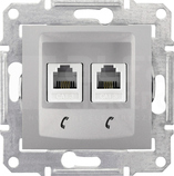SEDNA 2xRJ11 aluminium Gniazdo telefoniczne