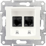 SEDNA 2xRJ45 kat.5e kremowy Gniazdo komputerowe ekran.