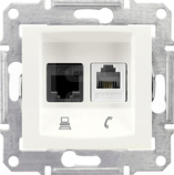 SEDNA RJ11+RJ45 kat.5e kremowy Gniazdo telefoniczne+komputer.