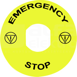 ZBY8330*EMERGENCY STOPŻÓŁT ETYKIETA OKRAGLA D90 WYL.BEZ