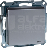 MERTEN M 2P+Z IP44 aluminium Gniazdo sieciowe z przesł.z klapką