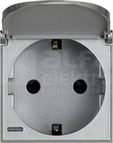 AXOLUTE 2P+Z 16A aluminium Gniazdo z klapką