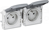 PLEXO55 2x2P+Z IP55 szary Mechanizm gniazda poziomy
