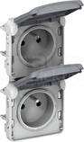 PLEXO55 2x2P+Z IP55 szary Mechanizm gniazda pionowy