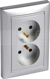 VALENA 2x2P+Z aluminium Gniazdo