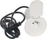 2P+Z+ład.USB biały Przepust biurkowy wyposażony