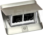 POPUP 4M 2P+Z 1xUSB 1xRJ45 kat.6 inox Minipuszka z zestawem montażowym