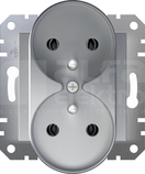 ASFORA 2x2P+Z aluminium Gniazdo sieciowe