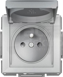 ASFORA 2P+Z IP44 aluminium Gniazdo sieciowe z przesł.z ramką