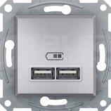 ASFORA USB 2,1A aluminium Gniazdo ładowarki bez ramki