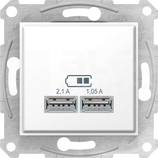 SEDNA 2xUSB 2.0 2,1A biały Gniazdo podwójne USB
