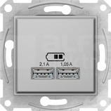 SEDNA 2xUSB 2.0 2,1A aluminium Gniazdo podwójne USB