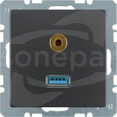Q antracyt aksamit lakierowany Gniazdo USB/3,5mm Audio