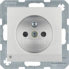 B.7 2P+Z aluminium mat Gniazdo sieciowe z podśw.orient.LED