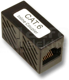 UTP kat.6 2xRJ45 czarny Przelotka