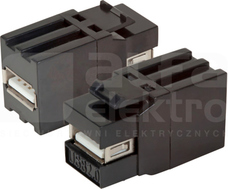 USB 2.0 A-A snap-in czarny Przelotka keystone