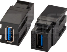 USB 3.0 A-A czarny Przelotka keystone
