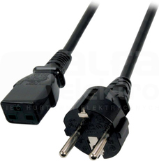 CEE7/7-C19 czarny 3m Kabel zasilający